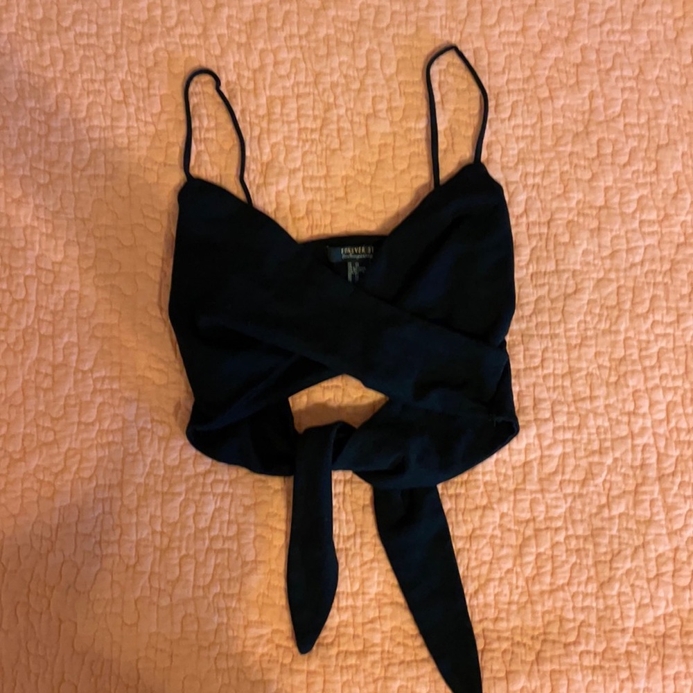 Flirty Black Crop Top with Back Tie